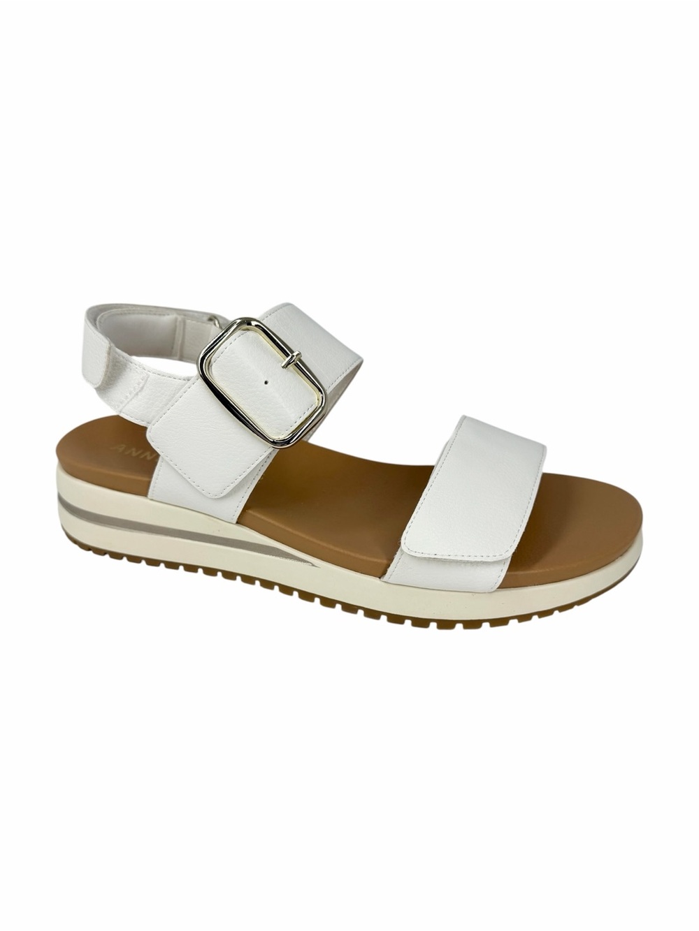 Anne Klein Women's Evanti Buckle Double Strap Sporty Sandals White Size 9M